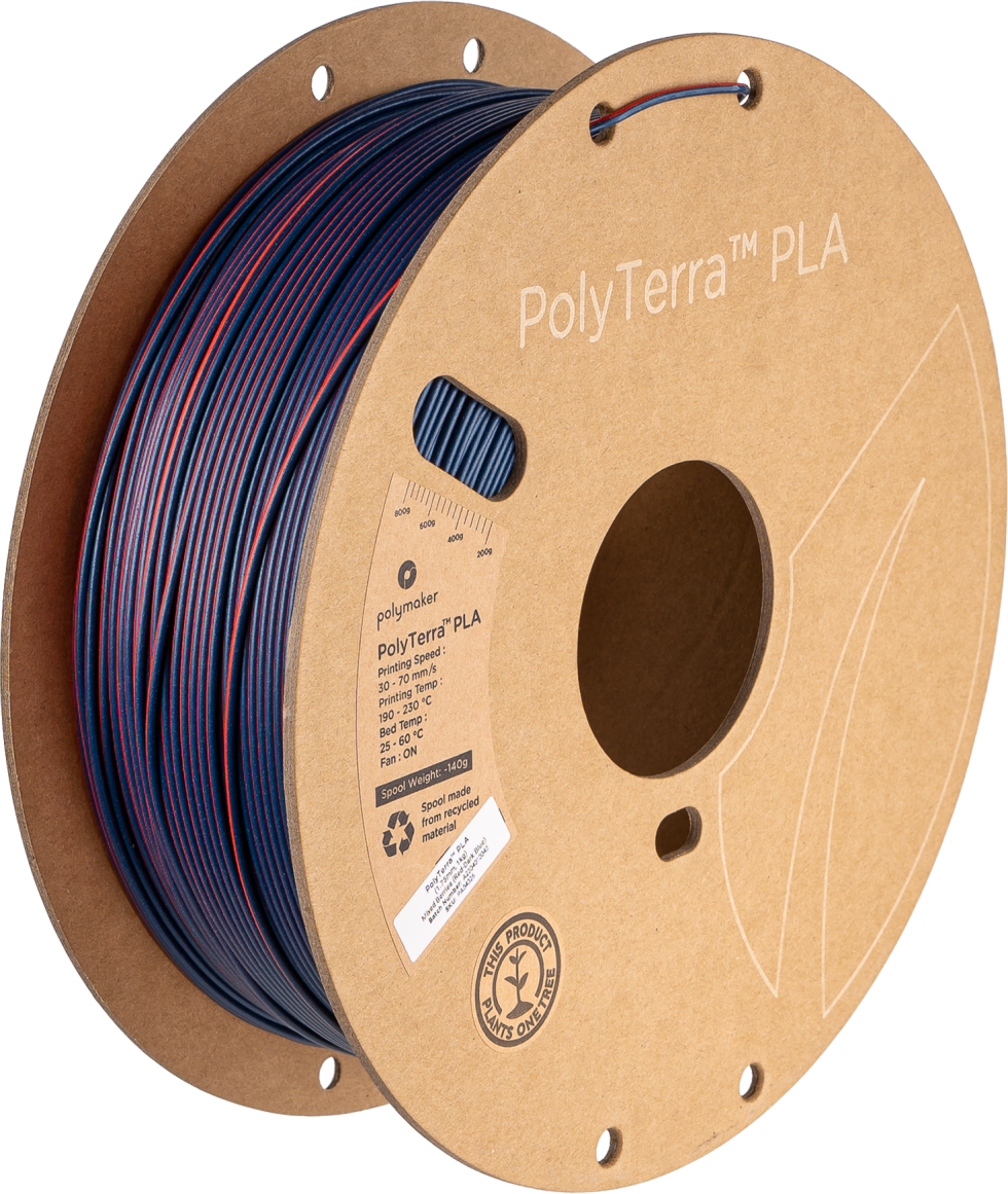 Polymaker PolyTerra PLA Dual Mixed Bessen (Rood - Donker Blauw)